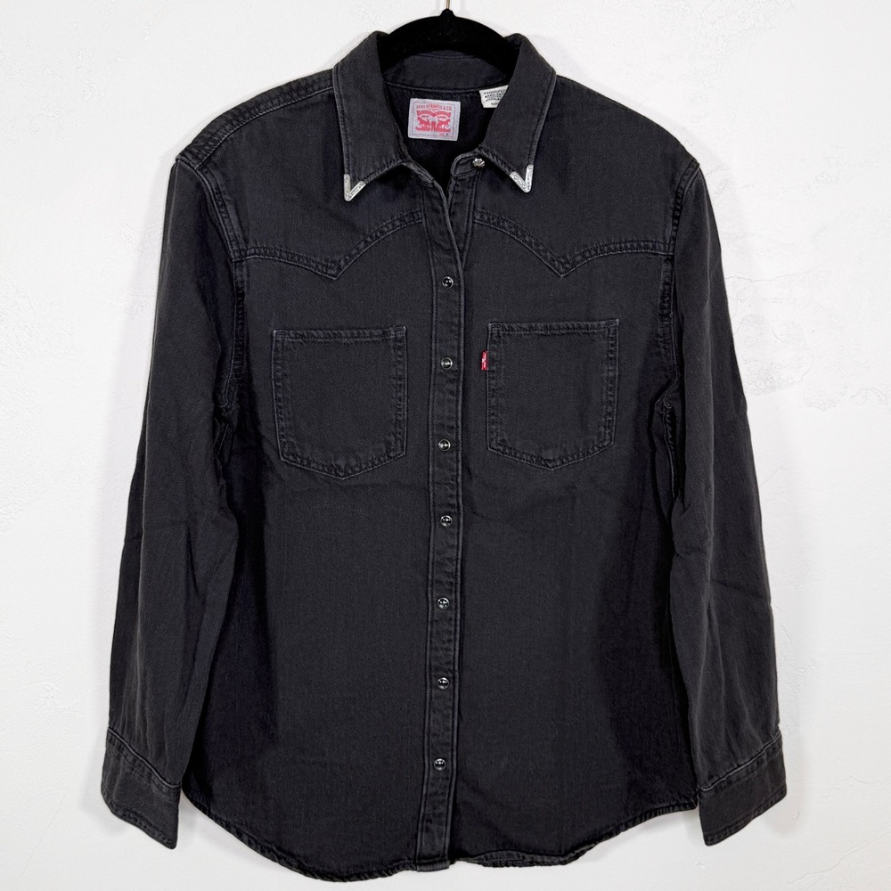 Levi's® Teodora 100% Cotton Denim Metal Tipped Snap Front Western Shirt